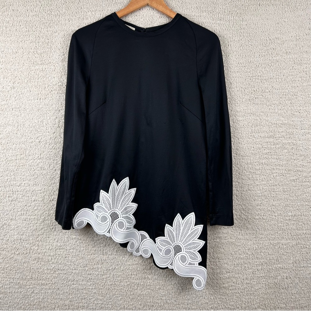 Antonio Berardi Tunic Womens 42/6 Black White Lace Embroidered‎ Button Back